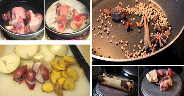 preparation for beef noodle soup